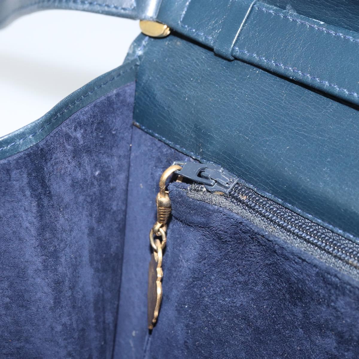 GUCCI Shoulder Bag Leather Navy Gold 406 004 2008 Auth am10743