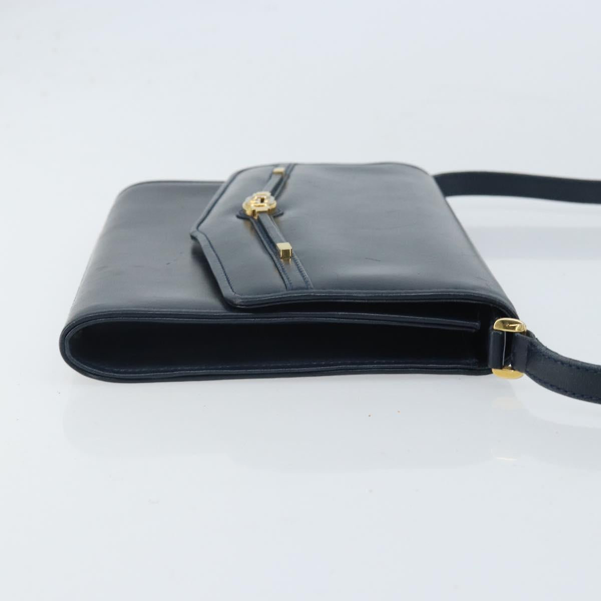 GUCCI Shoulder Bag Leather Navy Gold 406 004 2008 Auth am10743