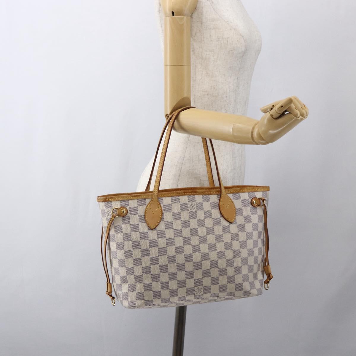 LOUIS VUITTON Damier Azur Neverfull PM Tote Bag N41362 LV Auth am10745