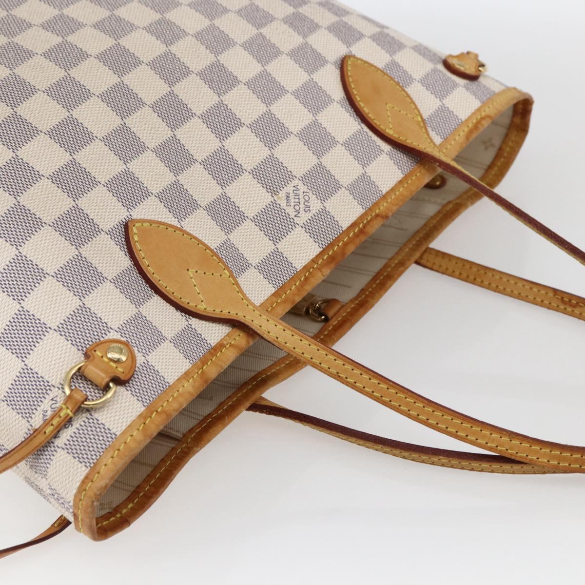 LOUIS VUITTON Damier Azur Neverfull PM Tote Bag N41362 LV Auth am10745
