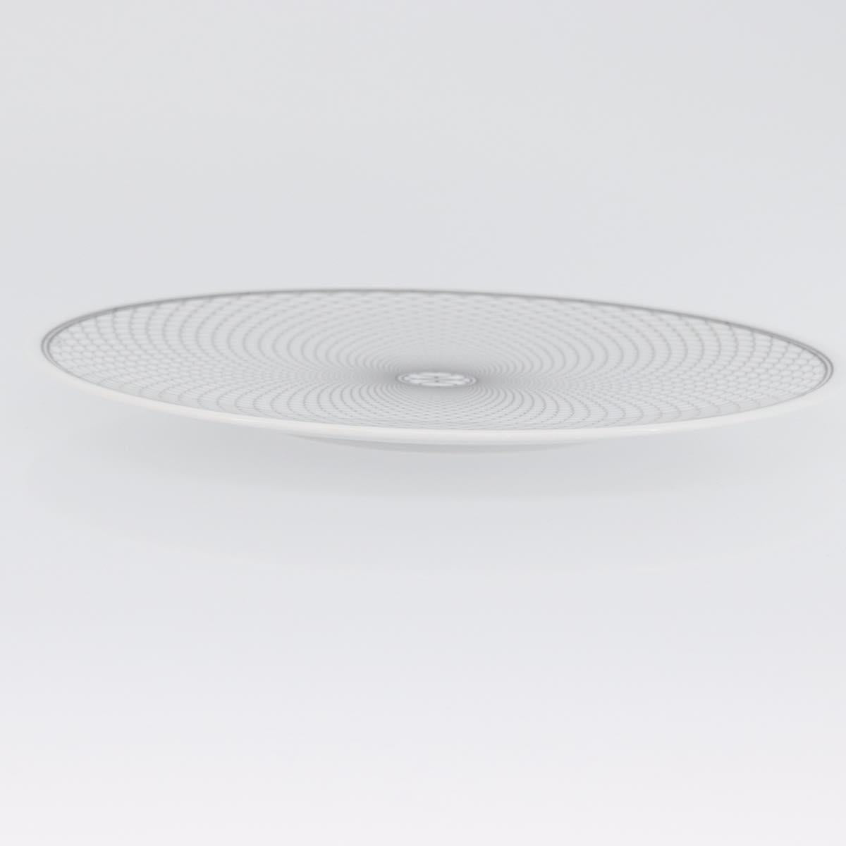 HERMES H DECO Plate Pottery White Black Auth am10749SAV