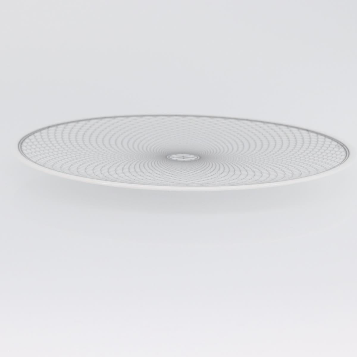 HERMES H DECO Plate Pottery White Black Auth am10749SAV
