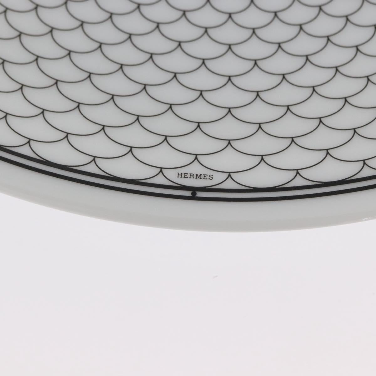 HERMES H DECO Plate Pottery White Black Auth am10749SAV