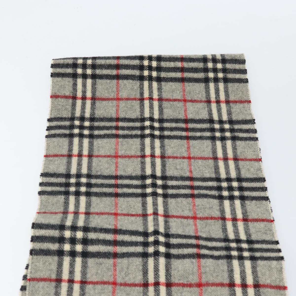 Burberrys Nova Check Scarf Wool Gray Auth am10751
