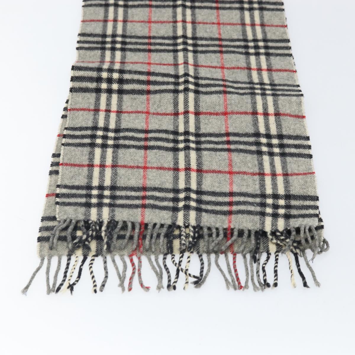 Burberrys Nova Check Scarf Wool Gray Auth am10751