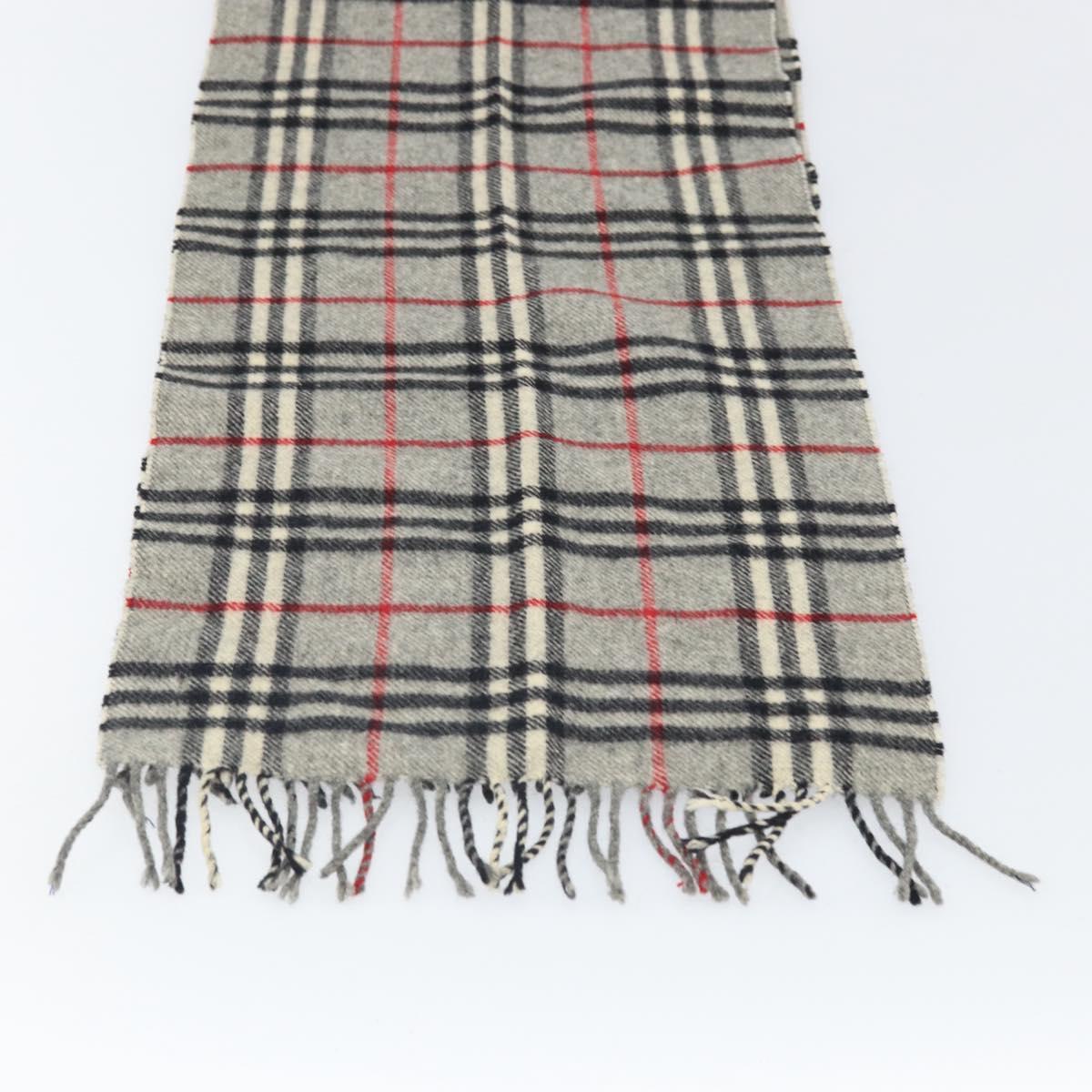 Burberrys Nova Check Scarf Wool Gray Auth am10751