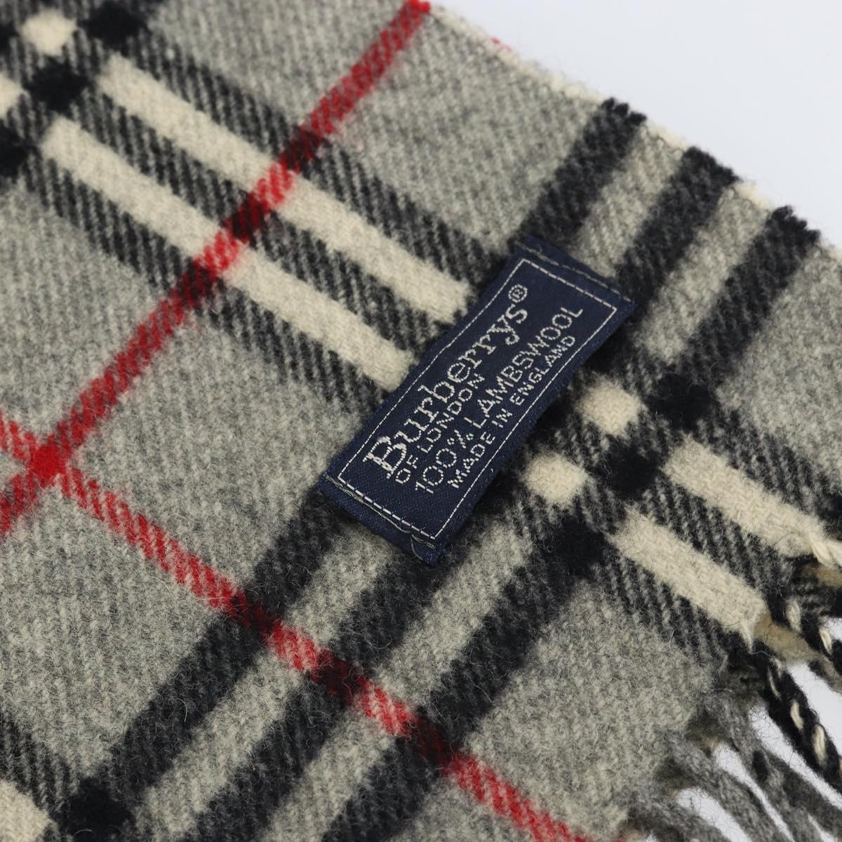 Burberrys Nova Check Scarf Wool Gray Auth am10751