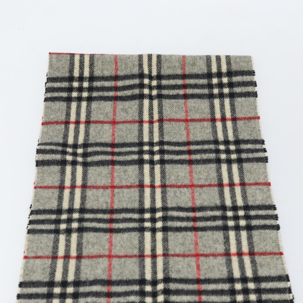 Burberrys Nova Check Scarf Wool Gray Auth am10751