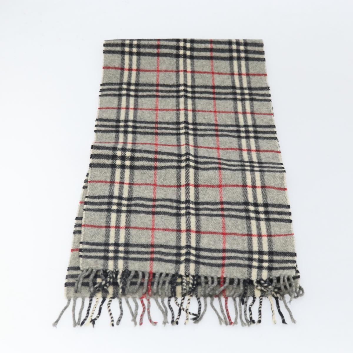 Burberrys Nova Check Scarf Wool Gray Auth am10751