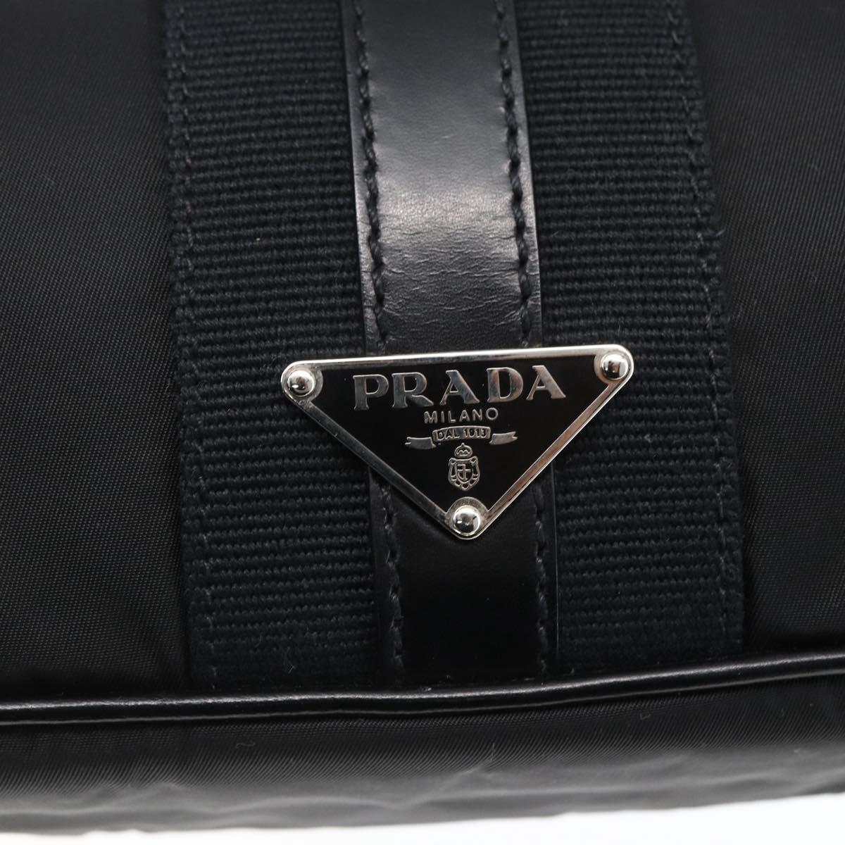 PRADA Hand Bag Nylon Leather Black Silver BR3043 Auth am10754SAV