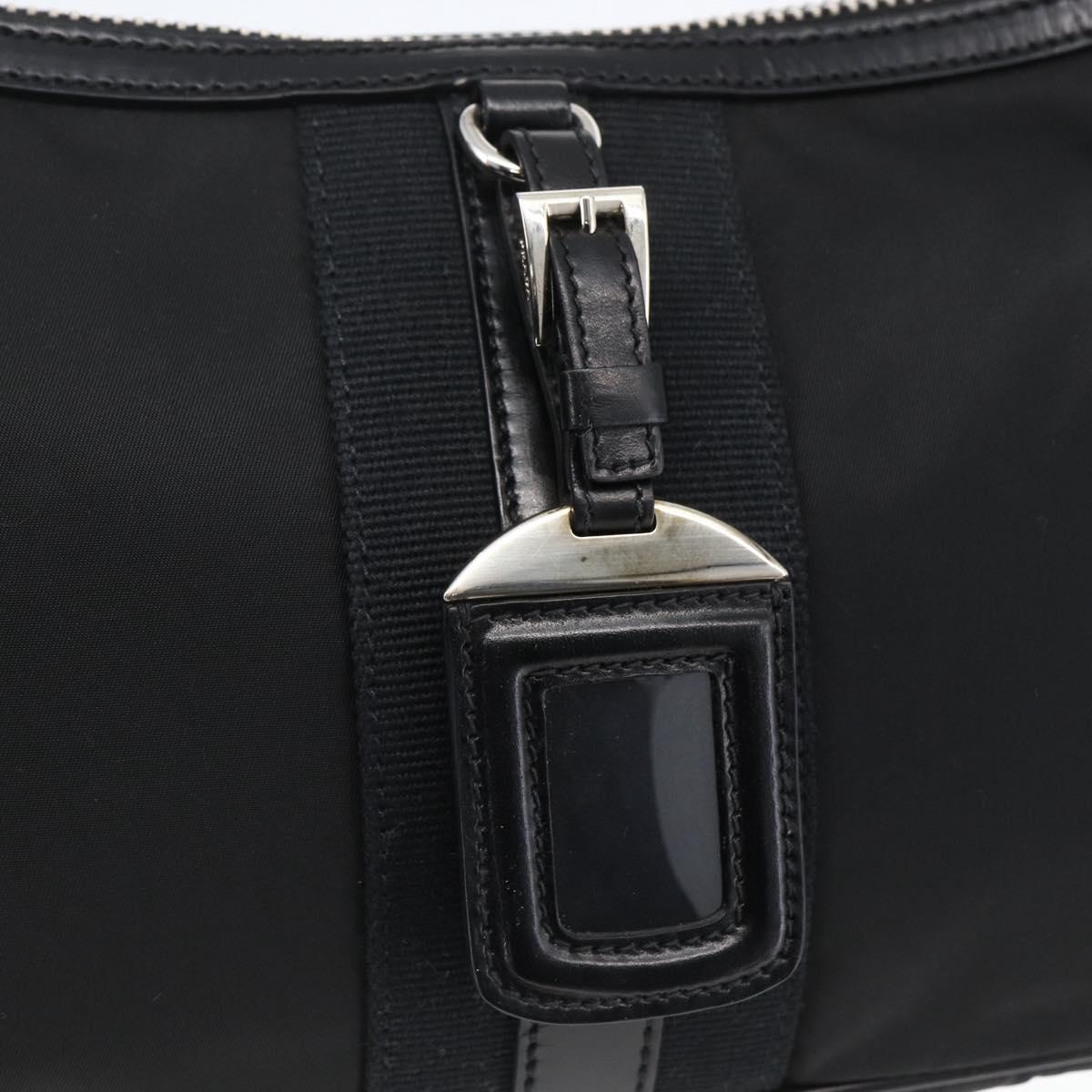 PRADA Hand Bag Nylon Leather Black Silver BR3043 Auth am10754SAV