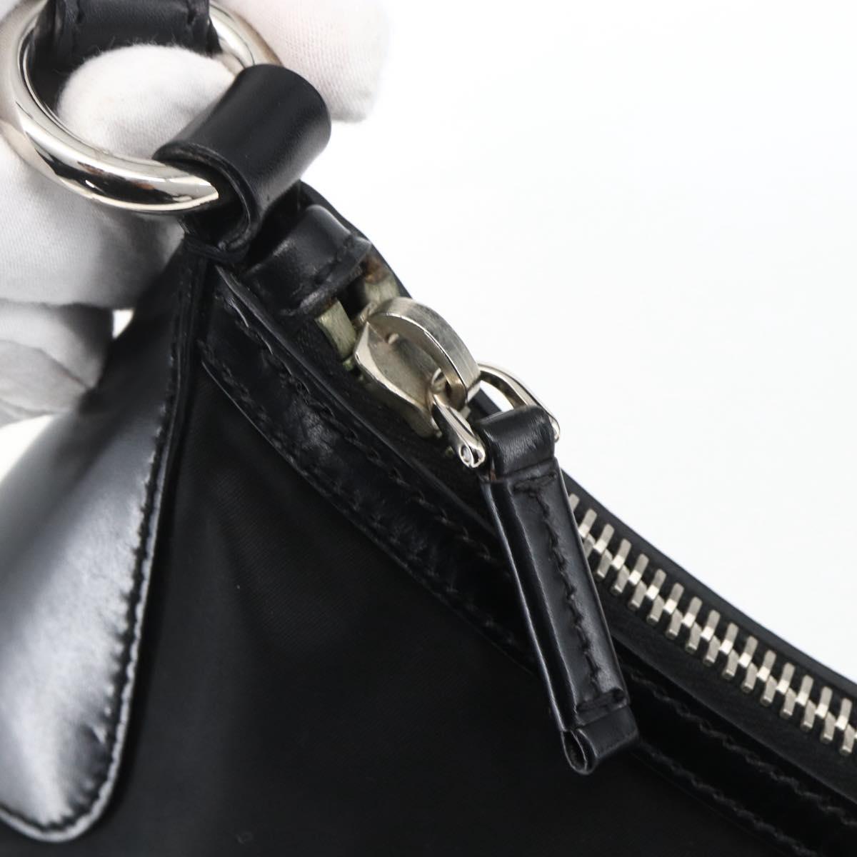 PRADA Hand Bag Nylon Leather Black Silver BR3043 Auth am10754SAV