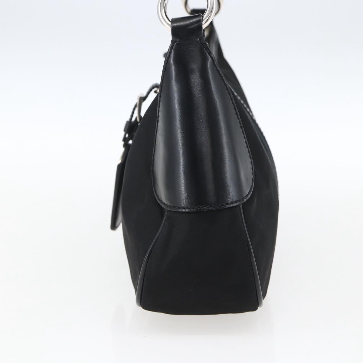 PRADA Hand Bag Nylon Leather Black Silver BR3043 Auth am10754SAV