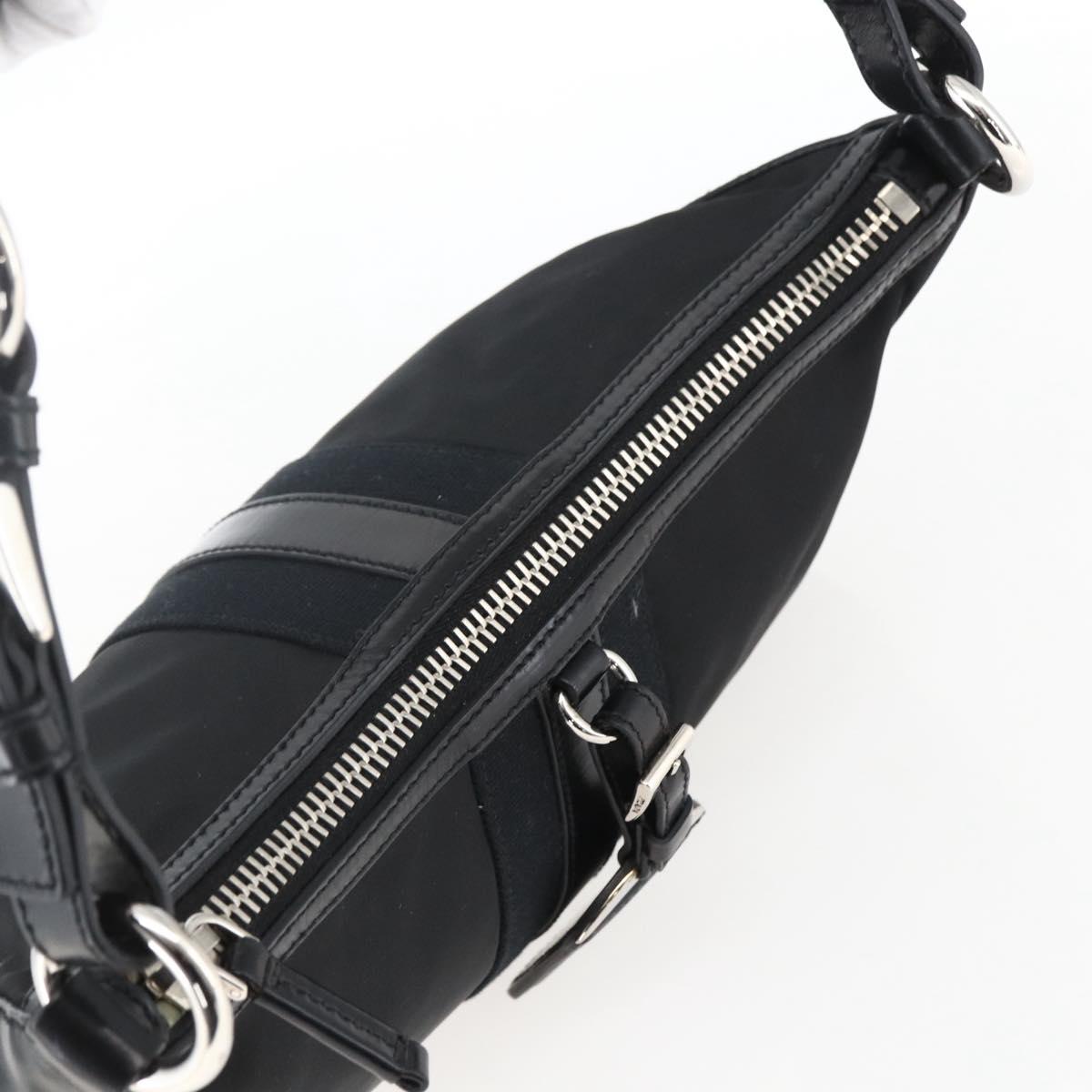 PRADA Hand Bag Nylon Leather Black Silver BR3043 Auth am10754SAV