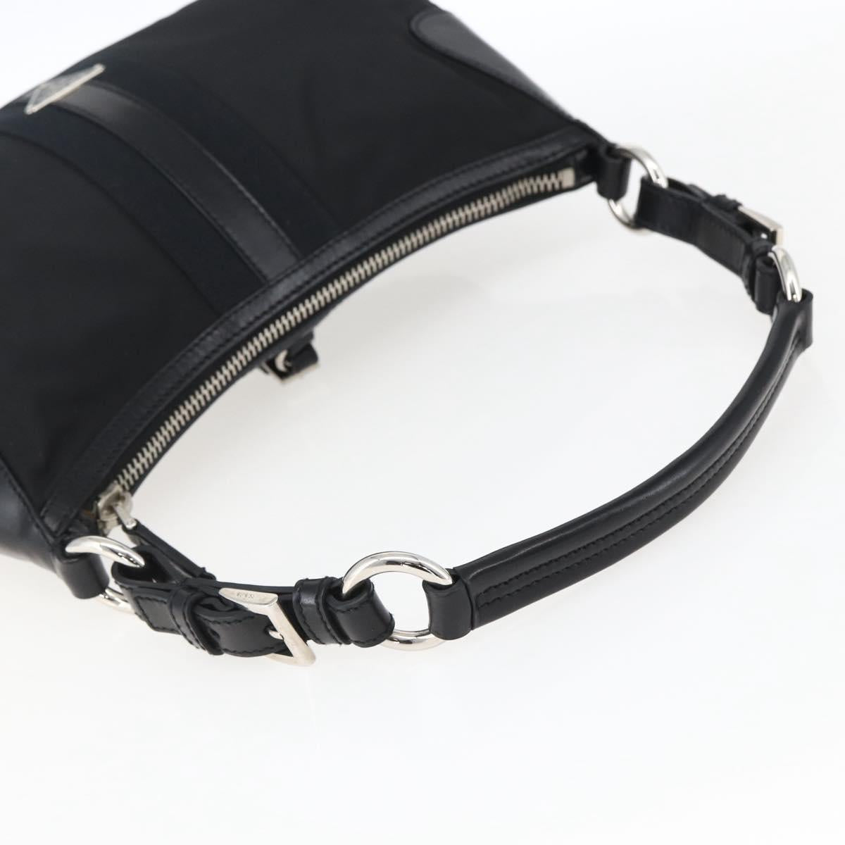 PRADA Hand Bag Nylon Leather Black Silver BR3043 Auth am10754SAV