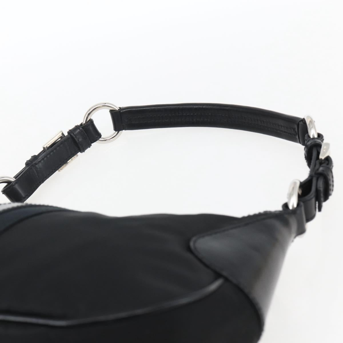 PRADA Hand Bag Nylon Leather Black Silver BR3043 Auth am10754SAV