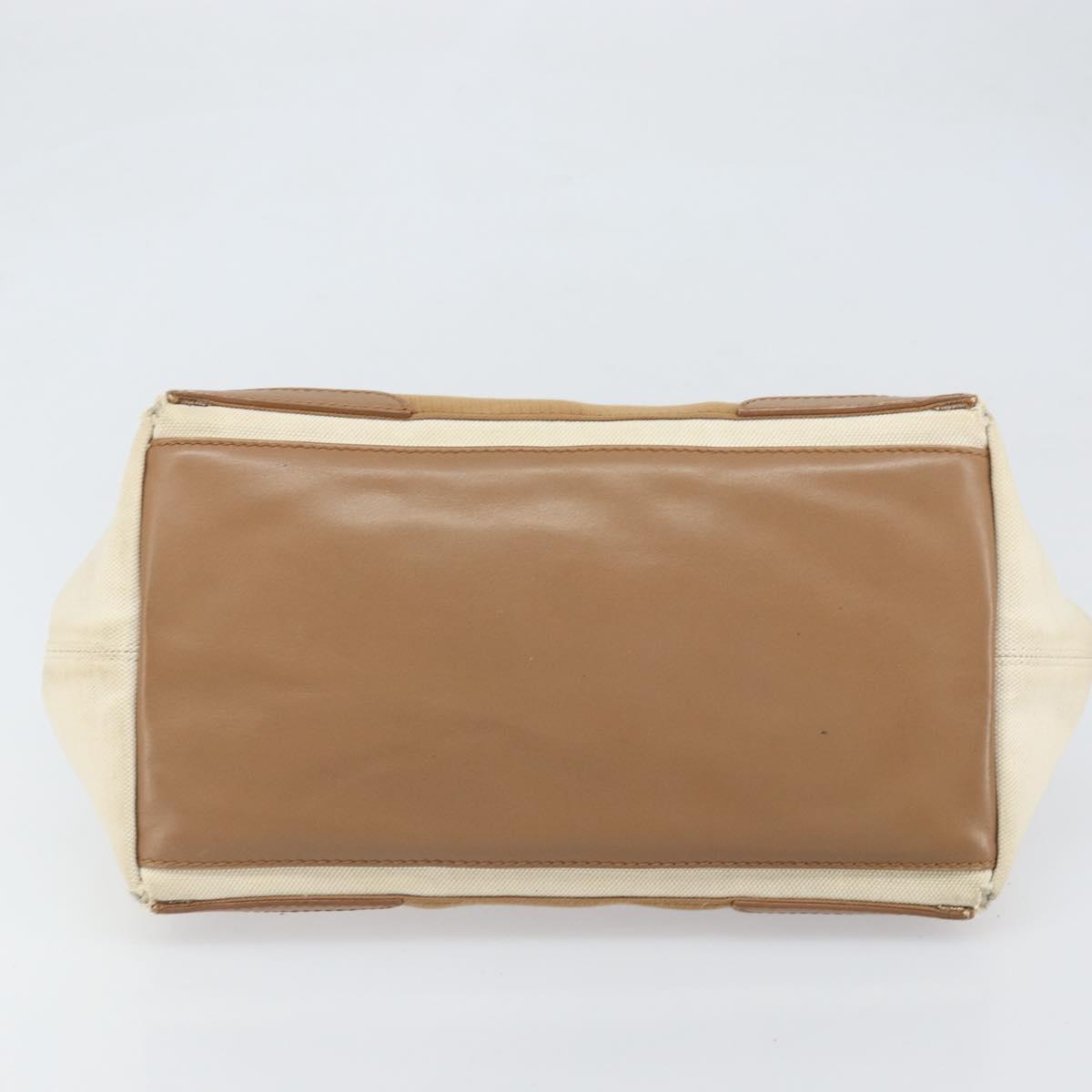 BALENCIAGA Navy Kabas Hand Bag Canvas White Beige 339933 Auth am10755