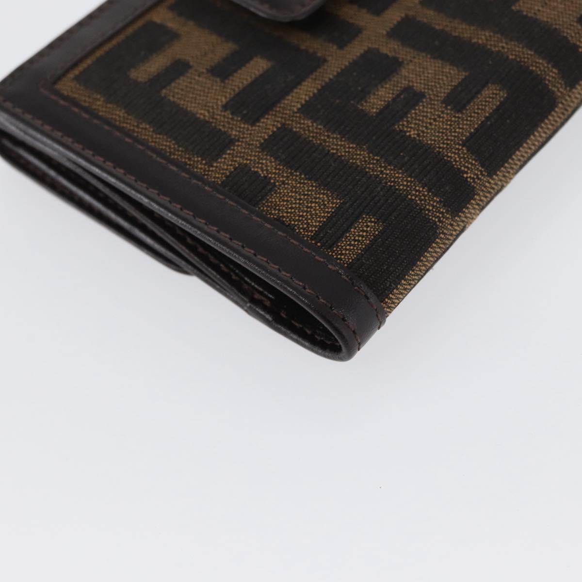 FENDI Zucca Canvas Wallet Leather Black Brown Auth am10756V