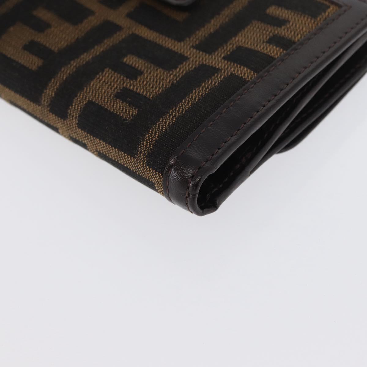 FENDI Zucca Canvas Wallet Leather Black Brown Auth am10756V