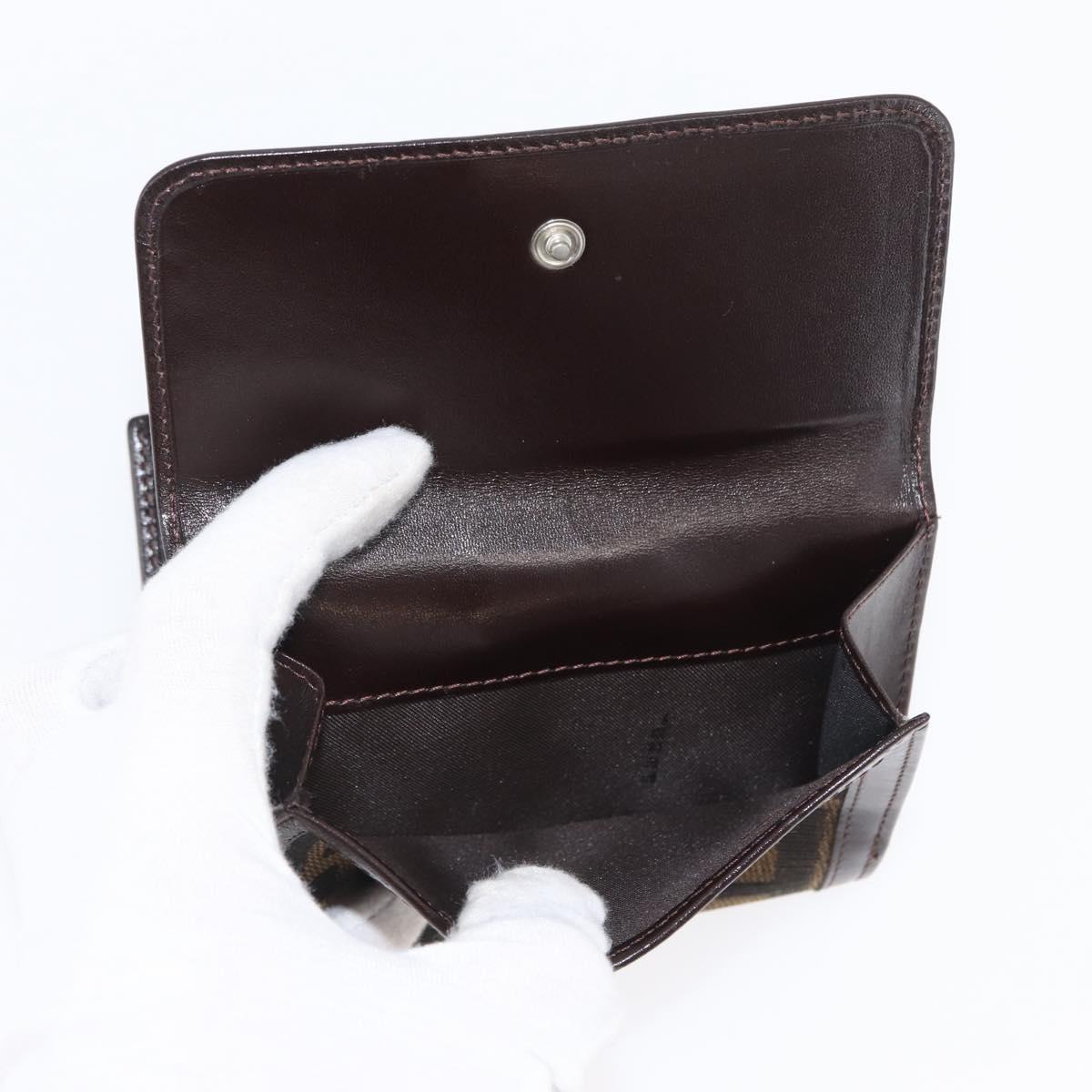 FENDI Zucca Canvas Wallet Leather Black Brown Auth am10756V