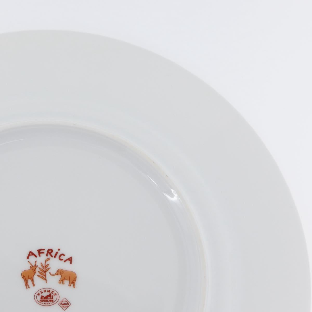 HERMES Africa Plate Pottery White Yellow Orange Auth am10758SAV