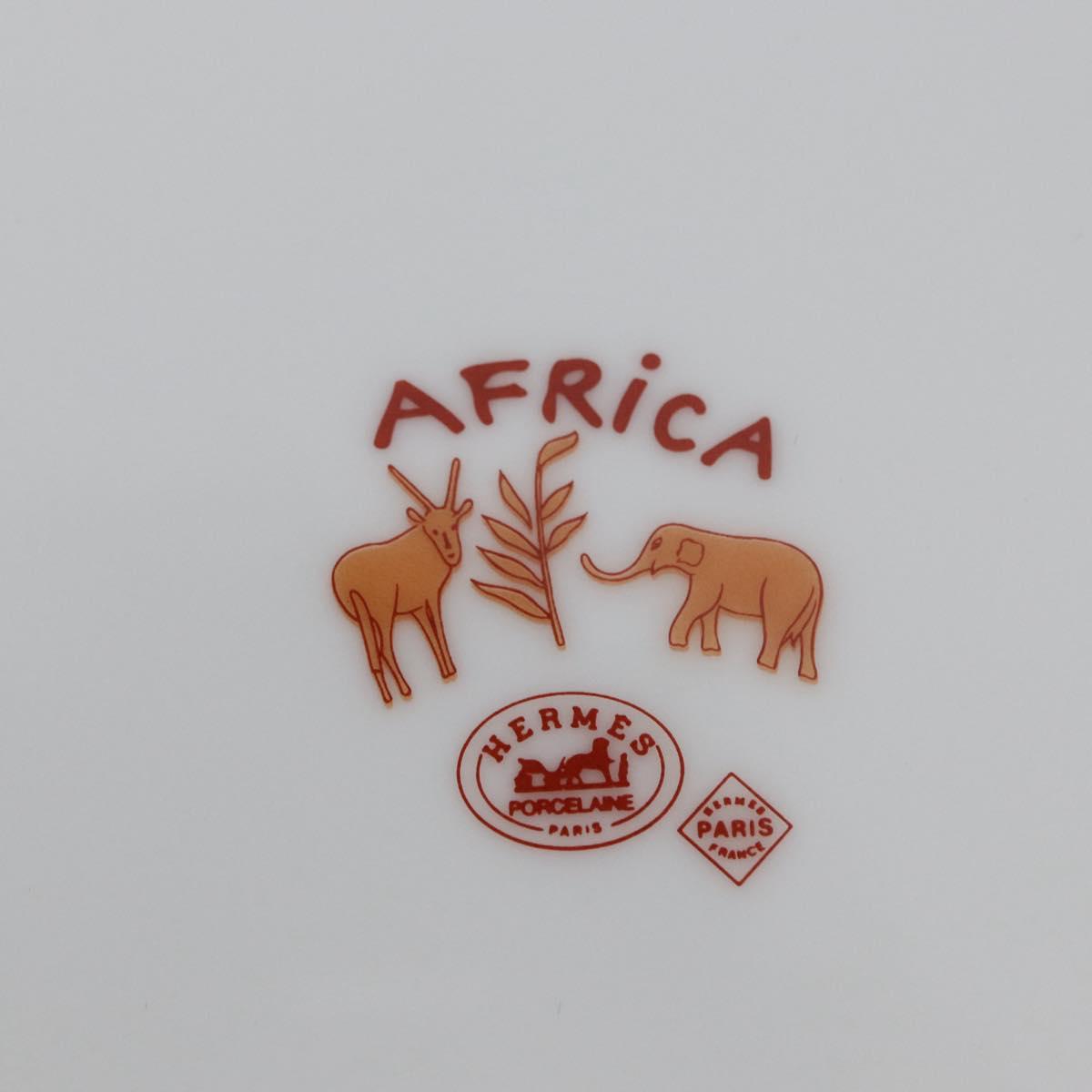 HERMES Africa Plate Pottery White Yellow Orange Auth am10758SAV