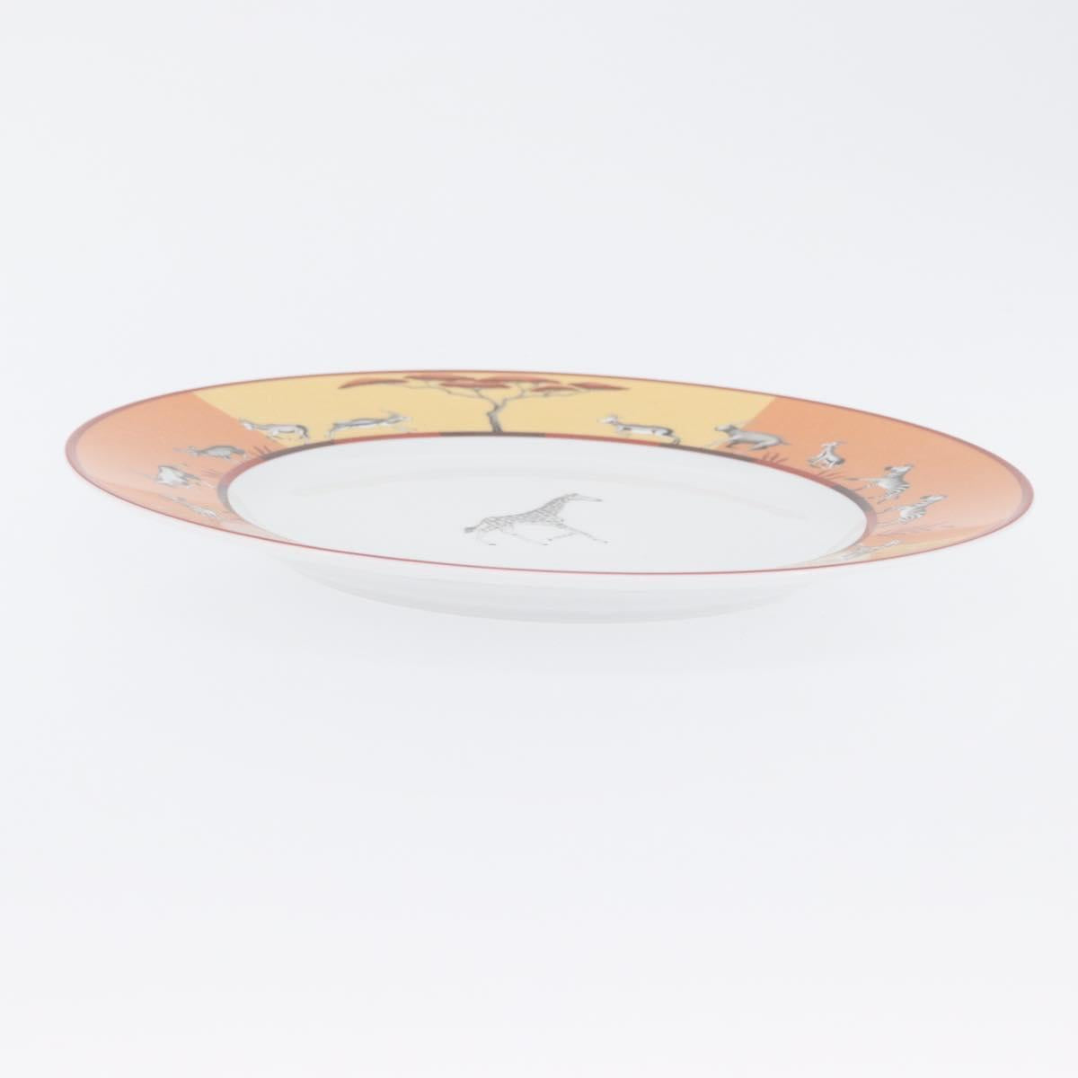 HERMES Africa Plate Pottery White Yellow Orange Auth am10758SAV
