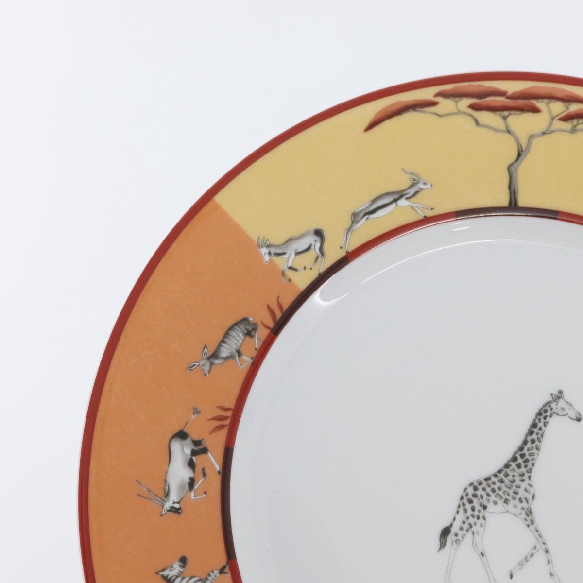 HERMES Africa Plate Pottery White Yellow Orange Auth am10758SAV