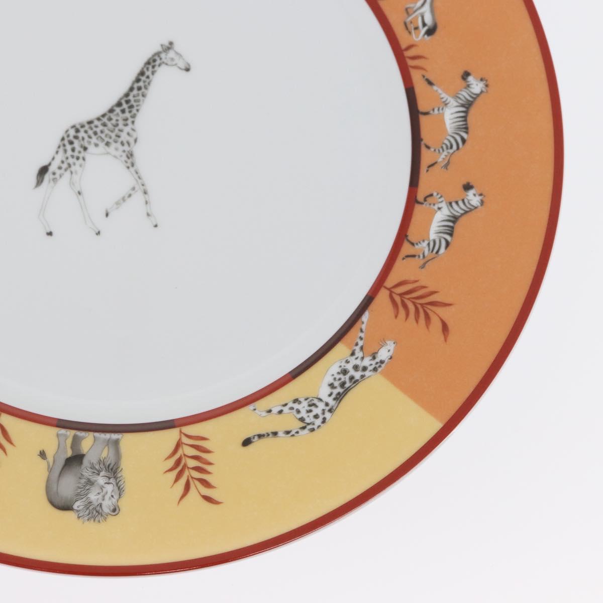 HERMES Africa Plate Pottery White Yellow Orange Auth am10758SAV