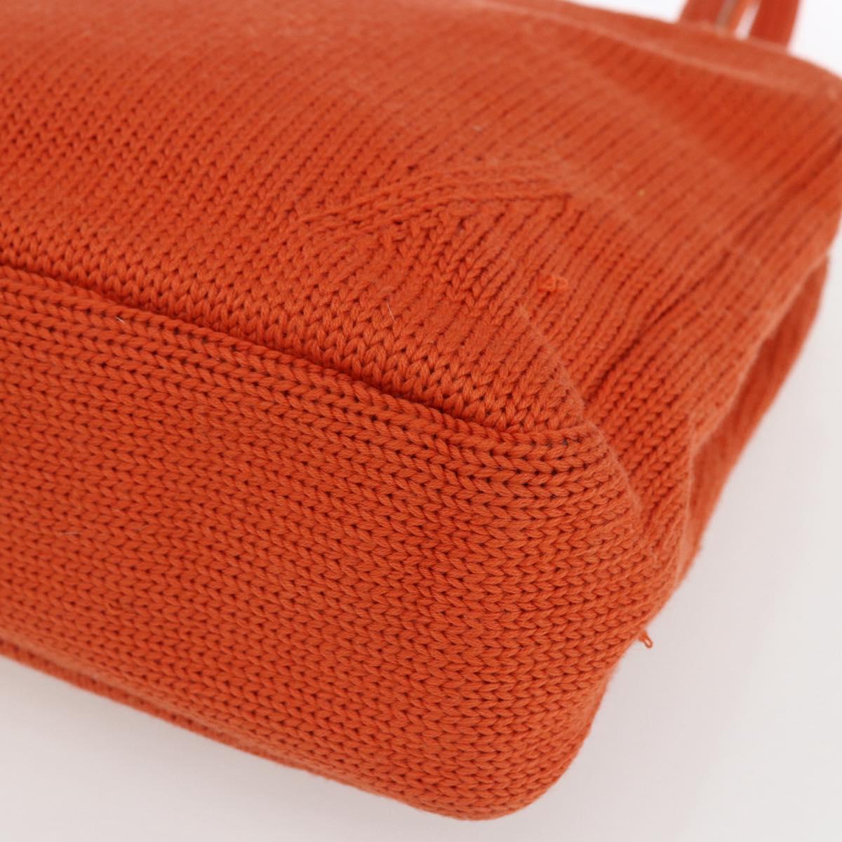 PRADA Hand Bag Wool Orange Silver Auth am10760