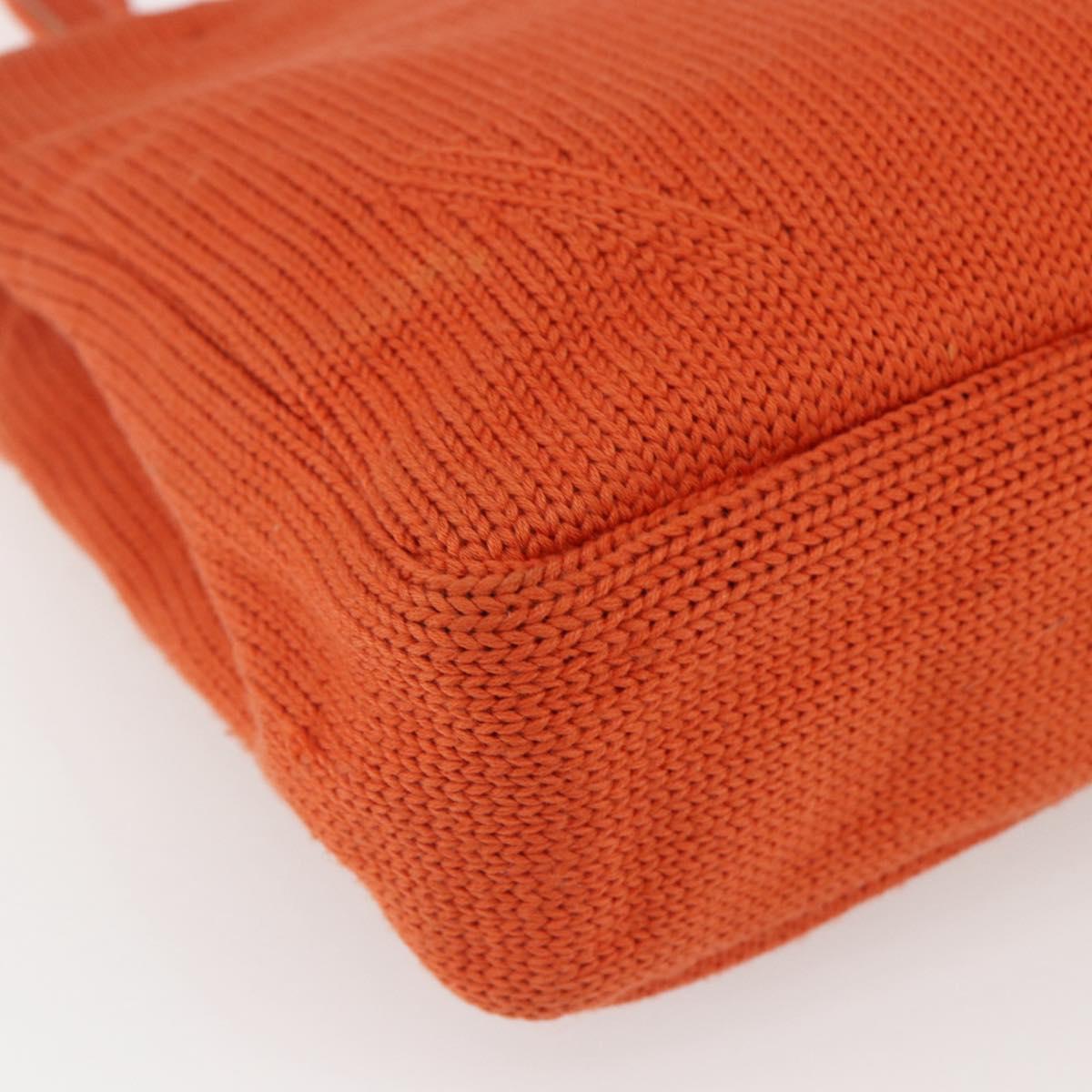 PRADA Hand Bag Wool Orange Silver Auth am10760
