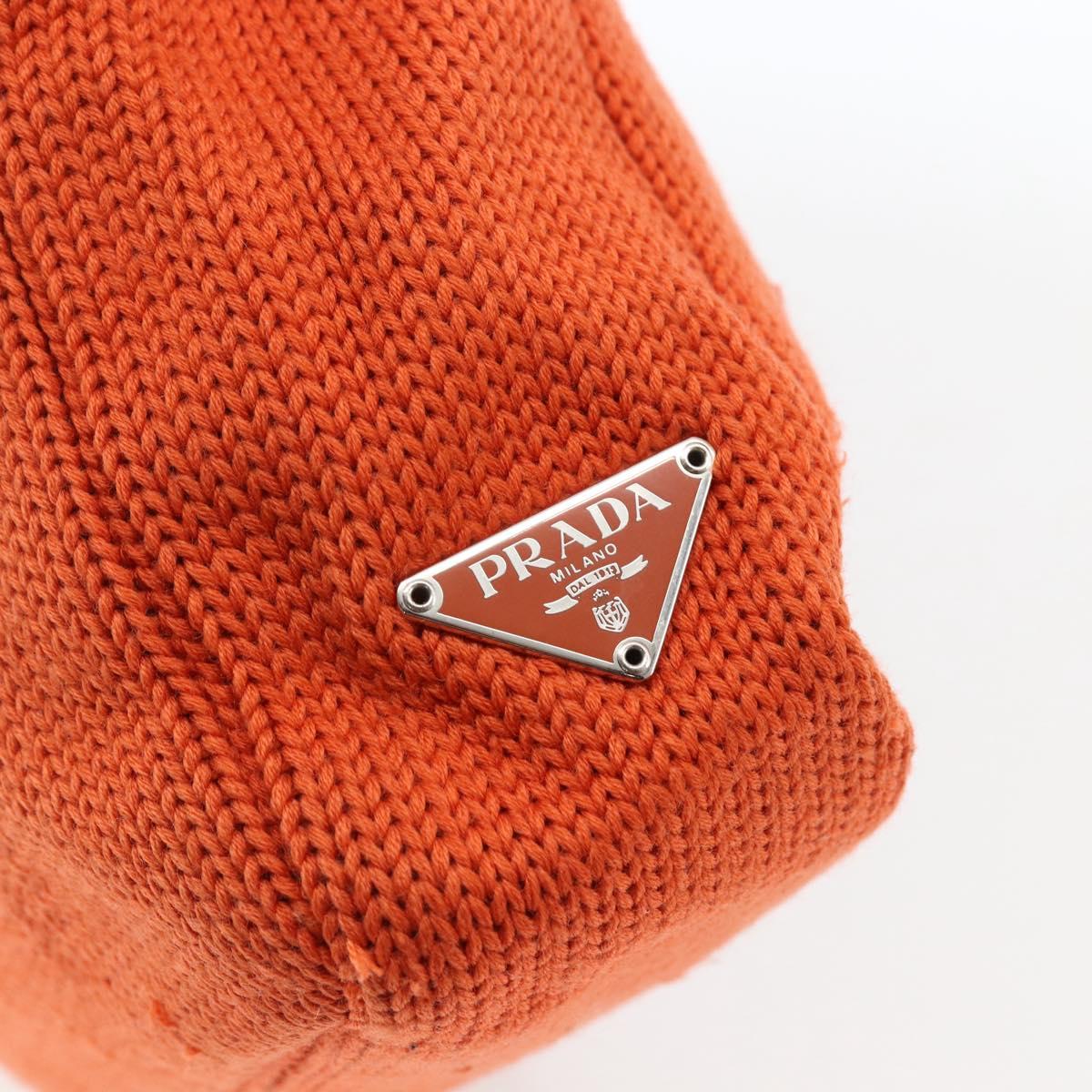 PRADA Hand Bag Wool Orange Silver Auth am10760