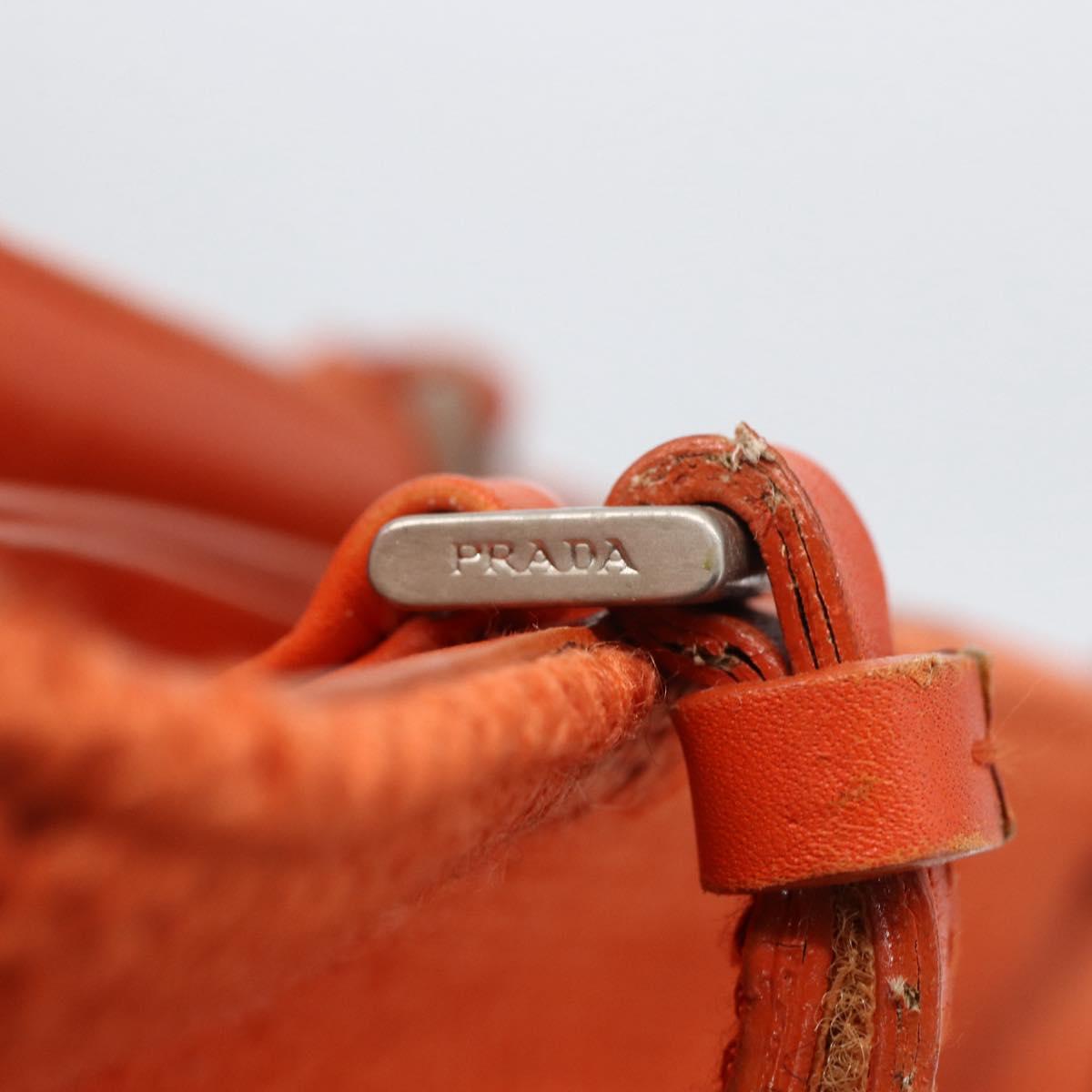 PRADA Hand Bag Wool Orange Silver Auth am10760