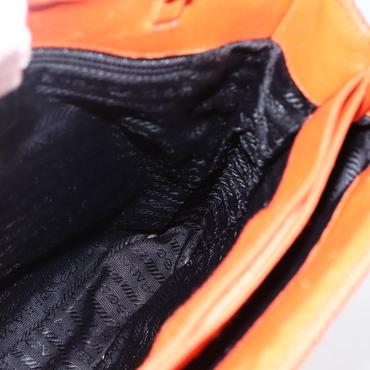 PRADA Hand Bag Wool Orange Silver Auth am10760