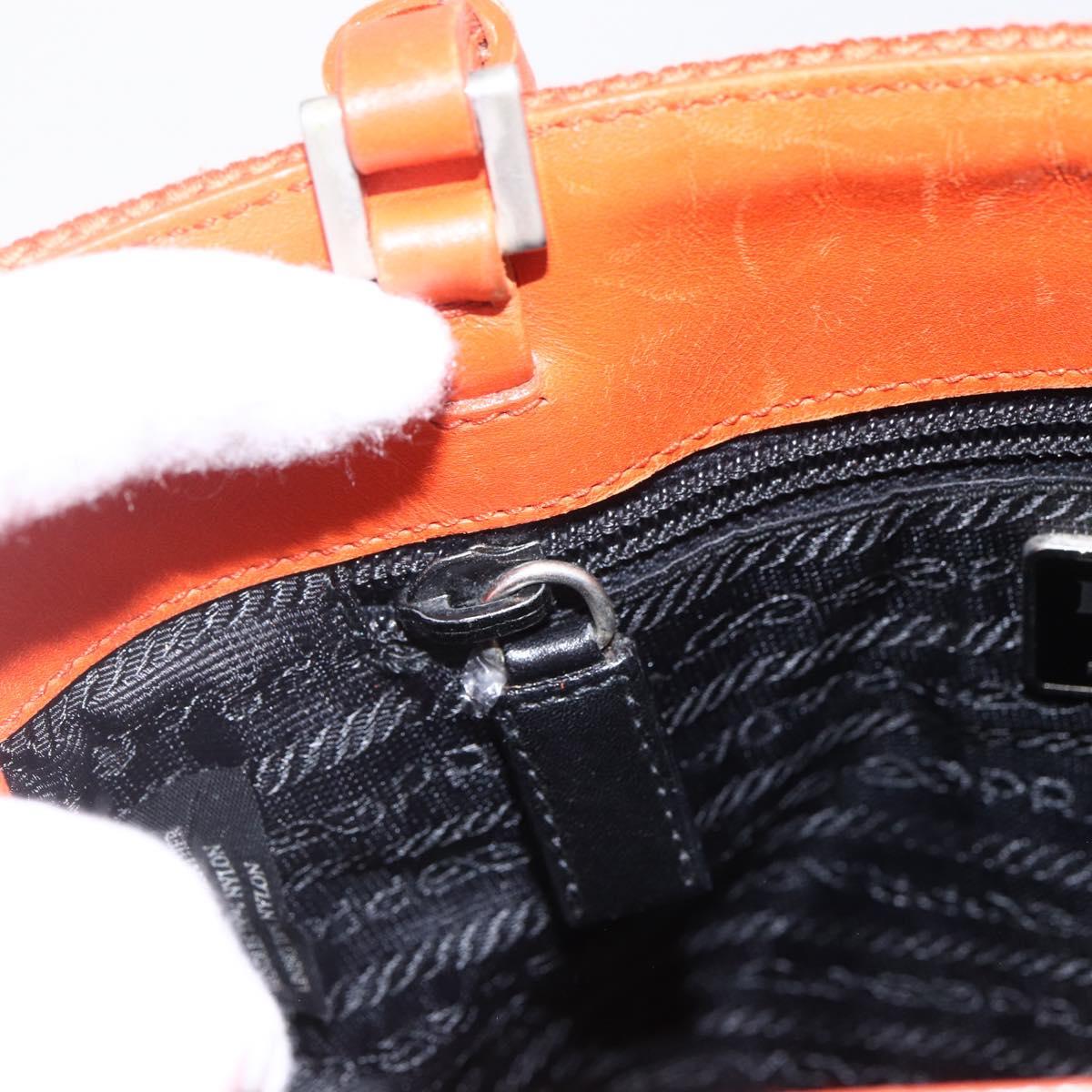 PRADA Hand Bag Wool Orange Silver Auth am10760