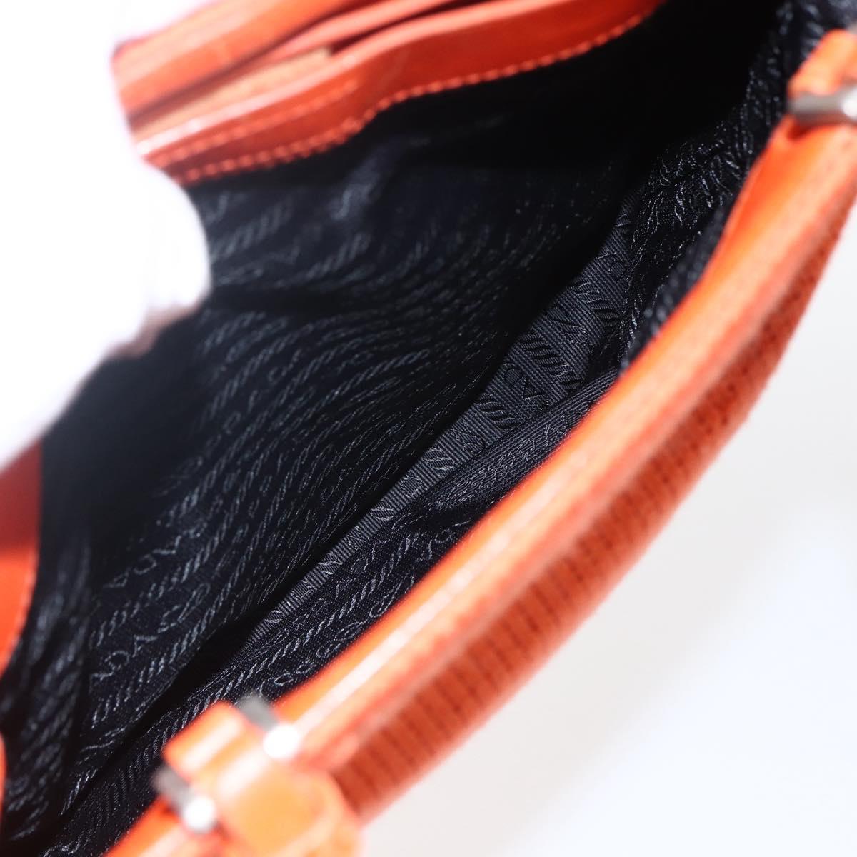 PRADA Hand Bag Wool Orange Silver Auth am10760
