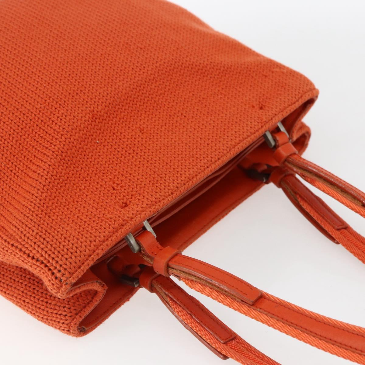PRADA Hand Bag Wool Orange Silver Auth am10760