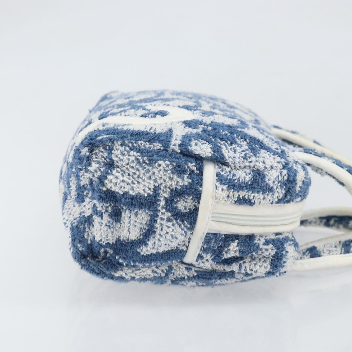 Christian Dior Trotter Canvas Hand Bag Pile Blue Auth am10761