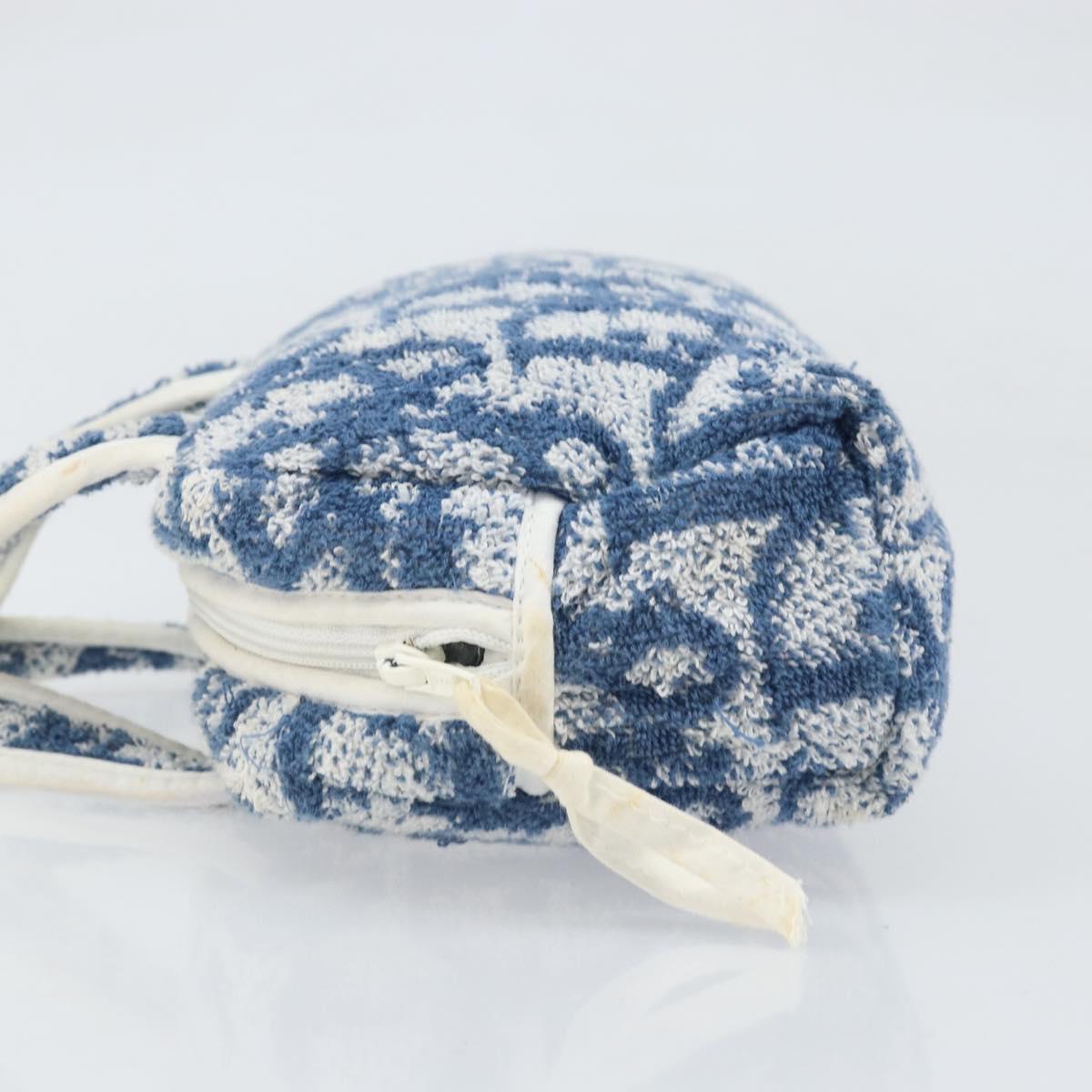 Christian Dior Trotter Canvas Hand Bag Pile Blue Auth am10761