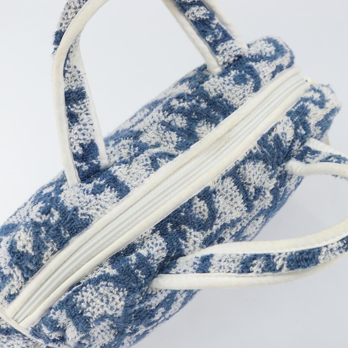 Christian Dior Trotter Canvas Hand Bag Pile Blue Auth am10761