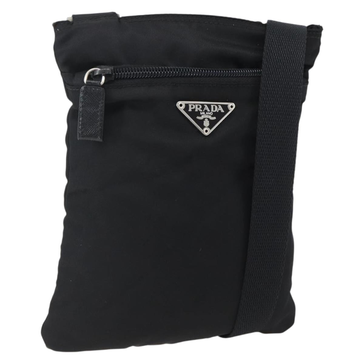 PRADA Shoulder Bag Nylon Black Silver Auth am10762