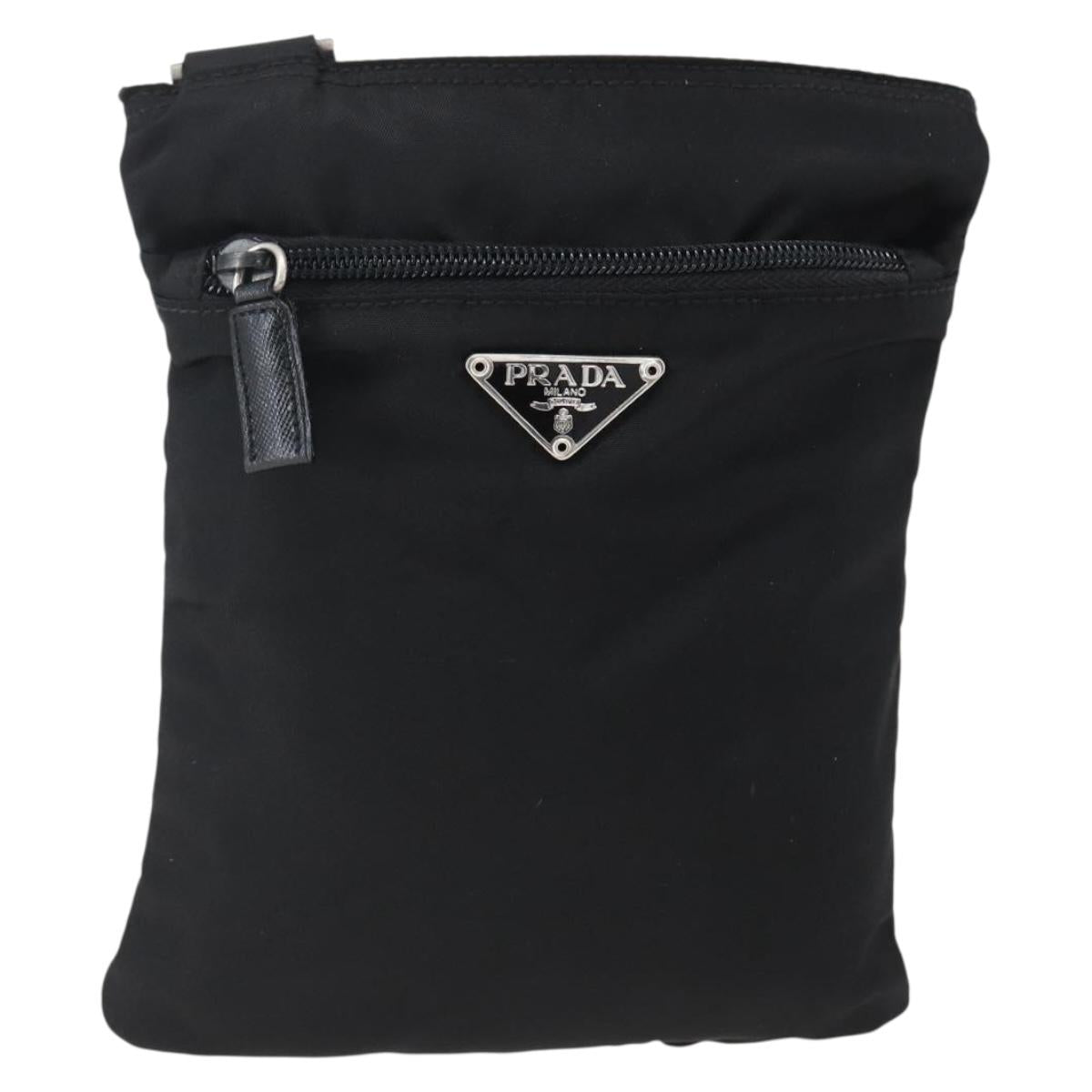 PRADA Shoulder Bag Nylon Black Silver Auth am10762