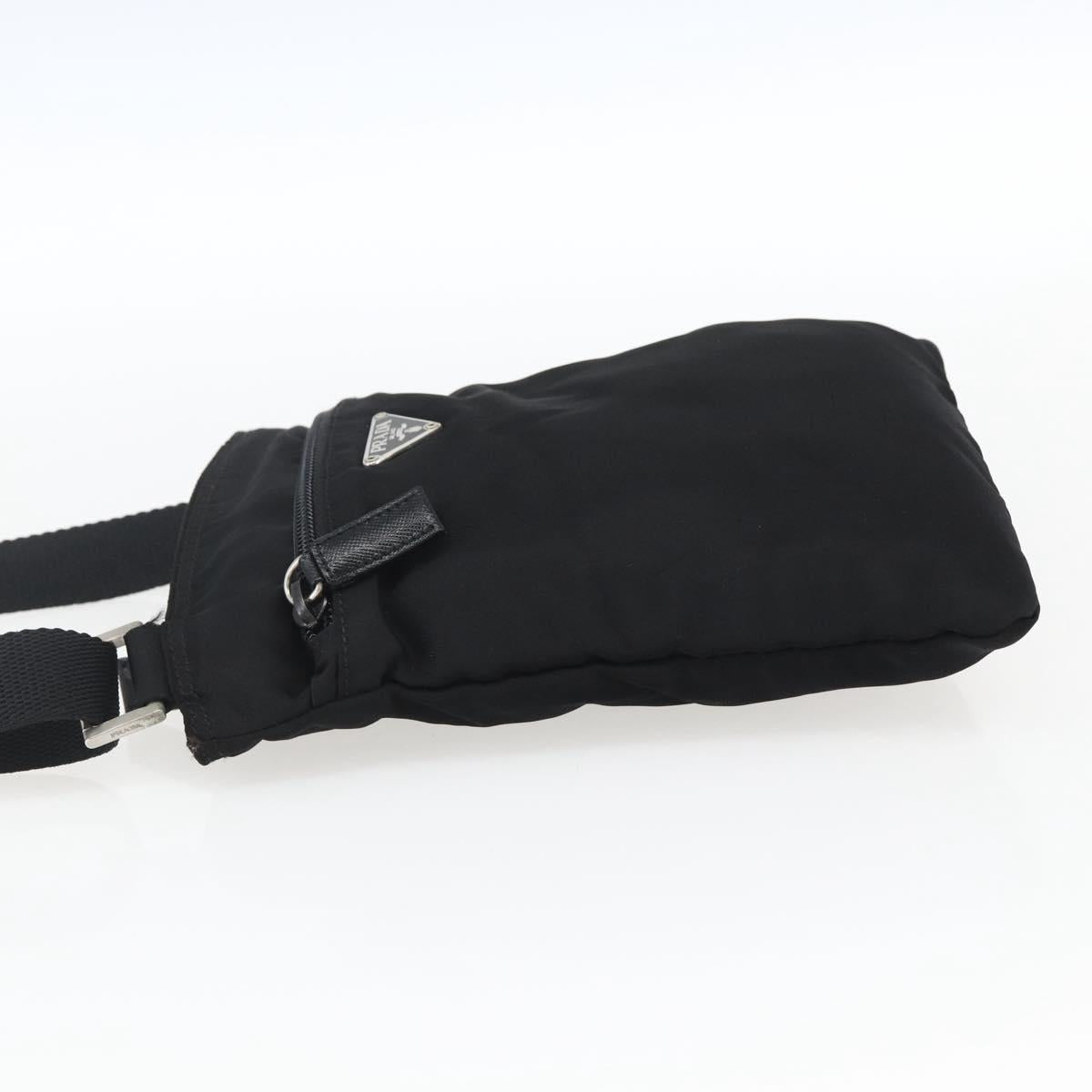 PRADA Shoulder Bag Nylon Black Silver Auth am10762