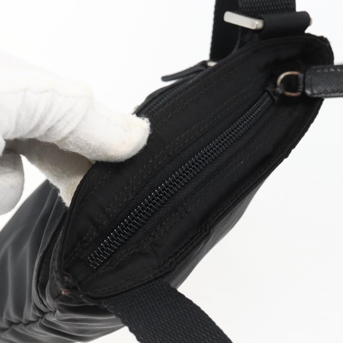 PRADA Shoulder Bag Nylon Black Silver Auth am10762