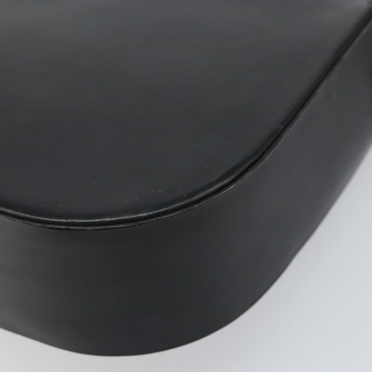 Christian Dior Horsebit Shoulder Bag Leather Black Silver Auth am10763