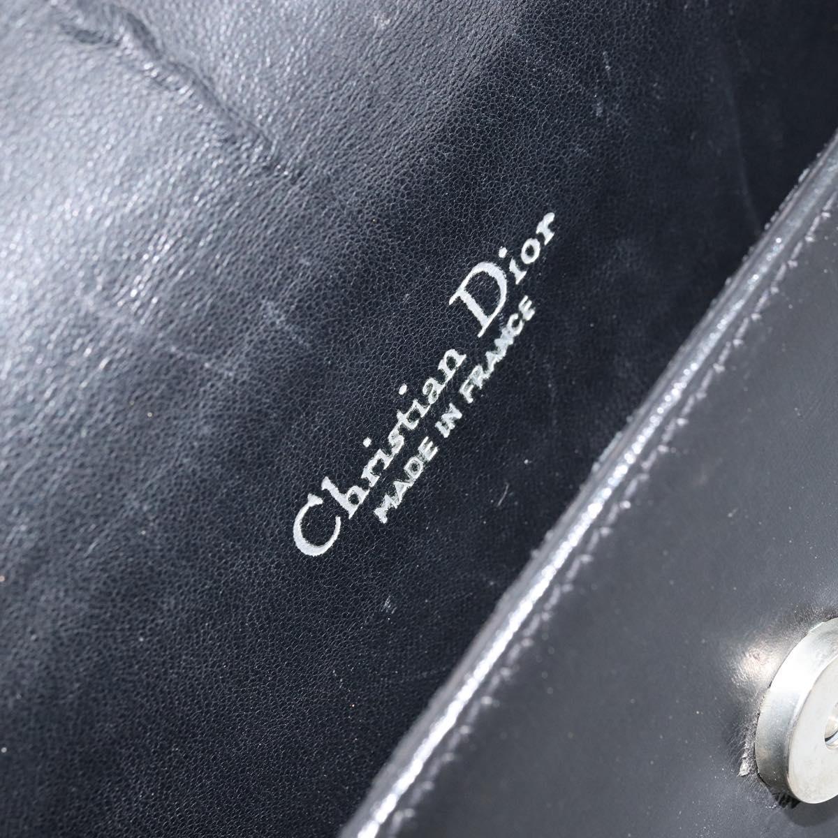 Christian Dior Horsebit Shoulder Bag Leather Black Silver Auth am10763