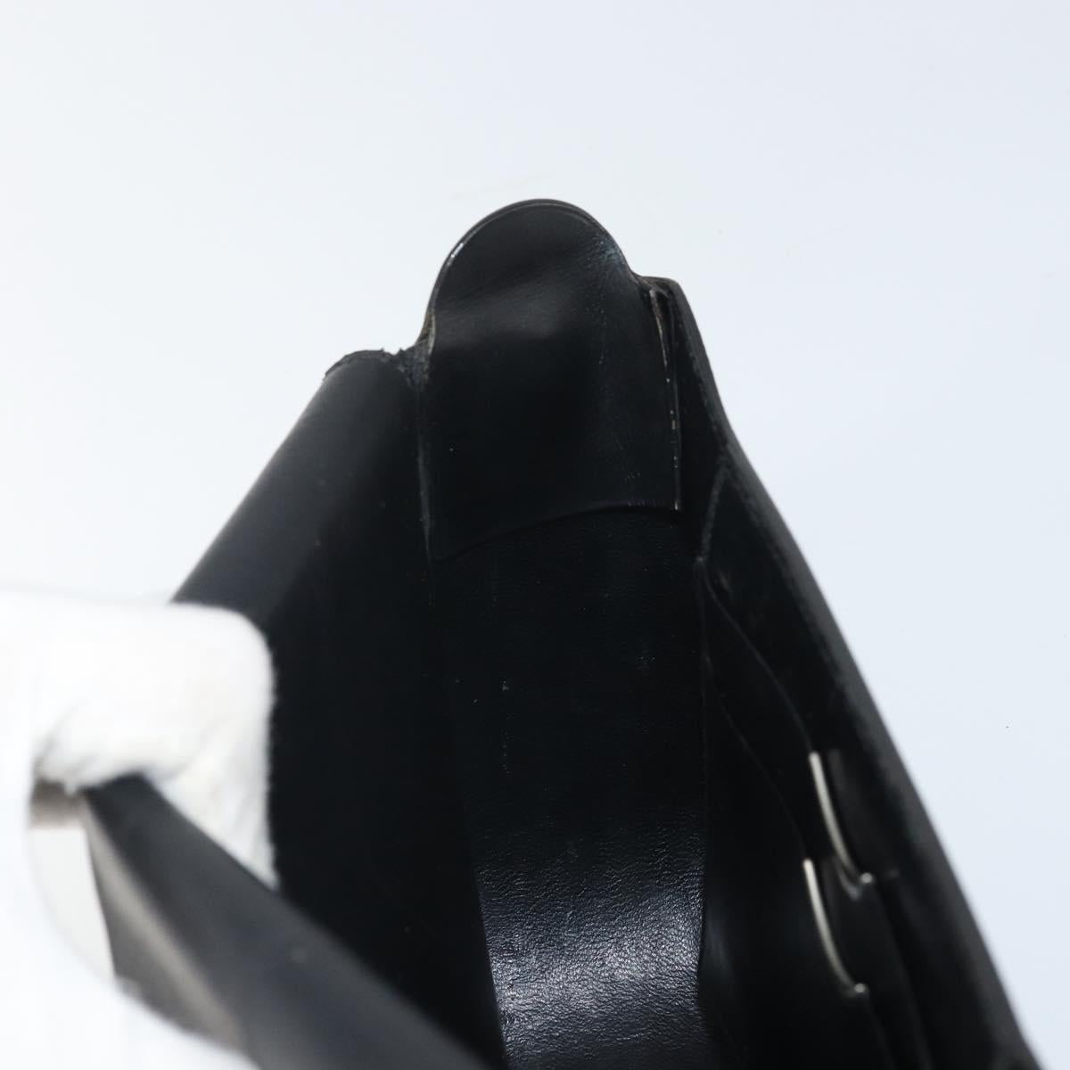 Christian Dior Horsebit Shoulder Bag Leather Black Silver Auth am10763