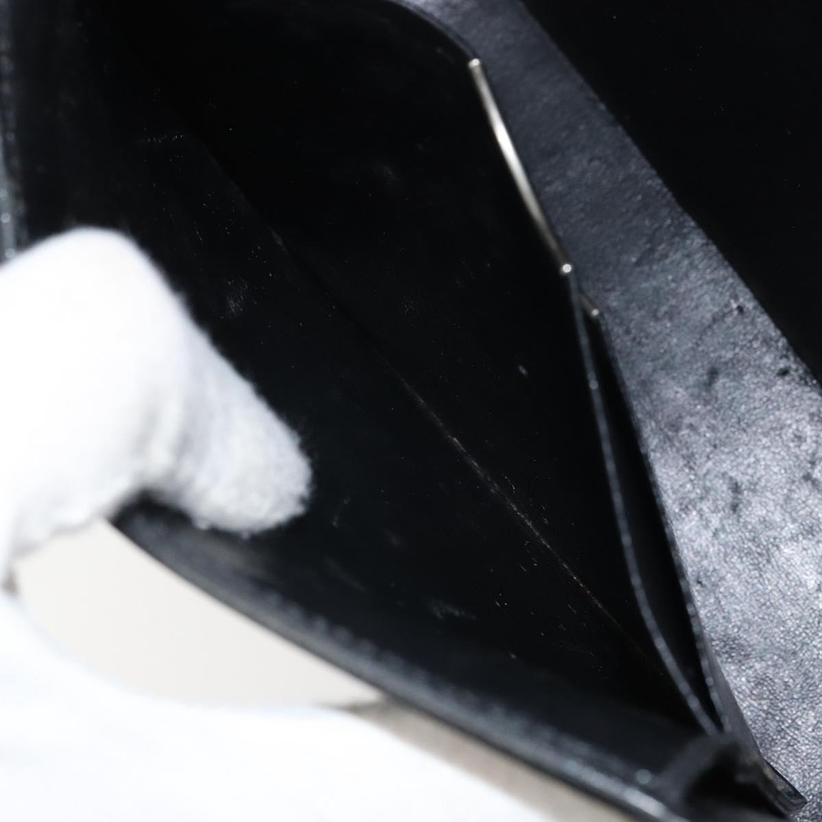 Christian Dior Horsebit Shoulder Bag Leather Black Silver Auth am10763