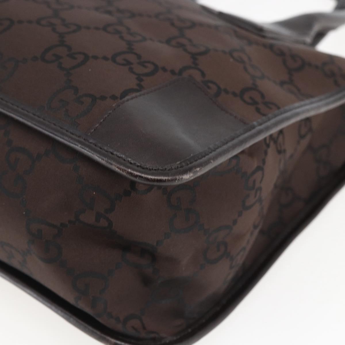 GUCCI GG Canvas Tote Bag Nylon outlet Dark Brown Silver 143742 Auth am10768