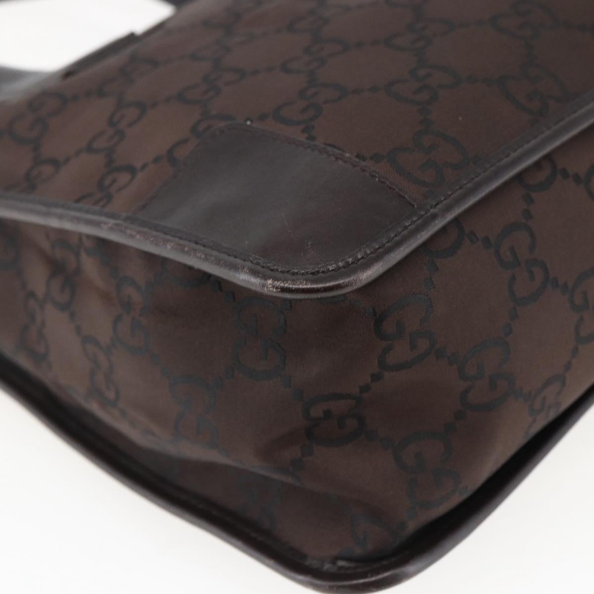 GUCCI GG Canvas Tote Bag Nylon outlet Dark Brown Silver 143742 Auth am10768